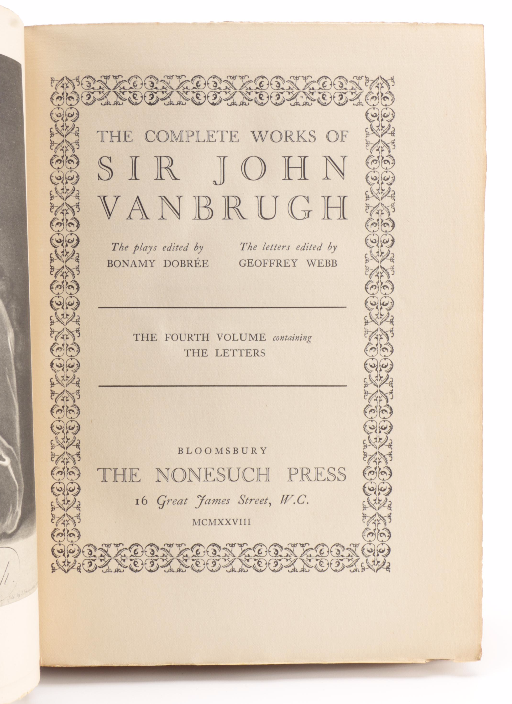 Limited Edition "The Works of Sir John Vanbrugh" Four-Volume Set, 1927