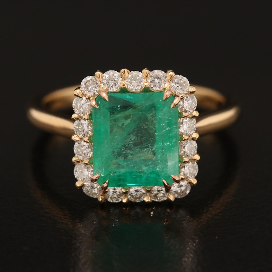 18K 3.00 CT Emerald and Diamond Ring