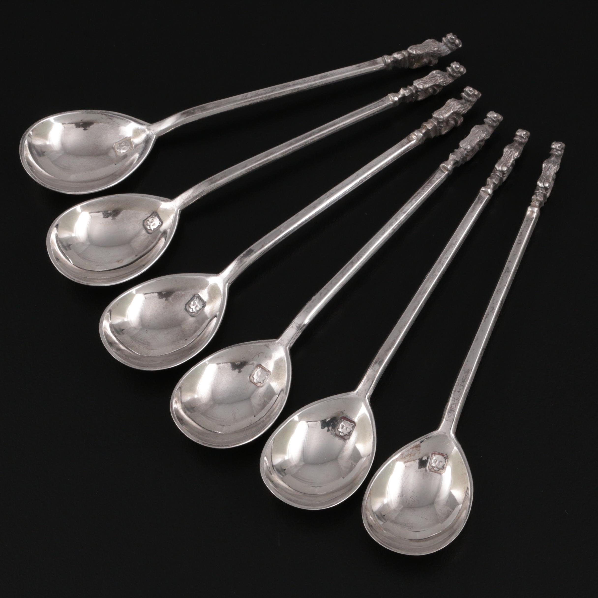 William Suckling Ltd. "Lion-Sejant" English Sterling Silver Spoon Set, 1958