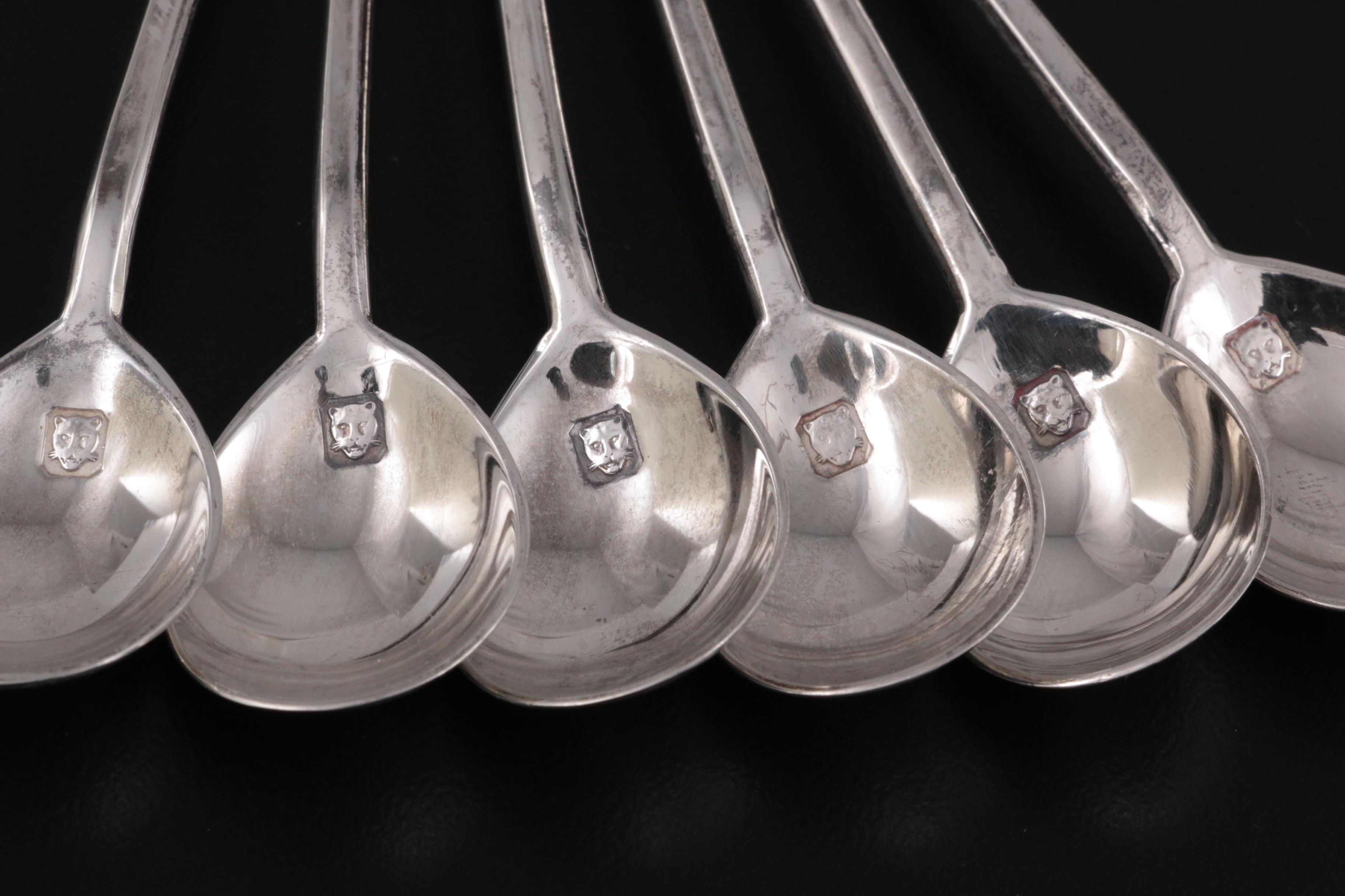 William Suckling Ltd. "Lion-Sejant" English Sterling Silver Spoon Set, 1958