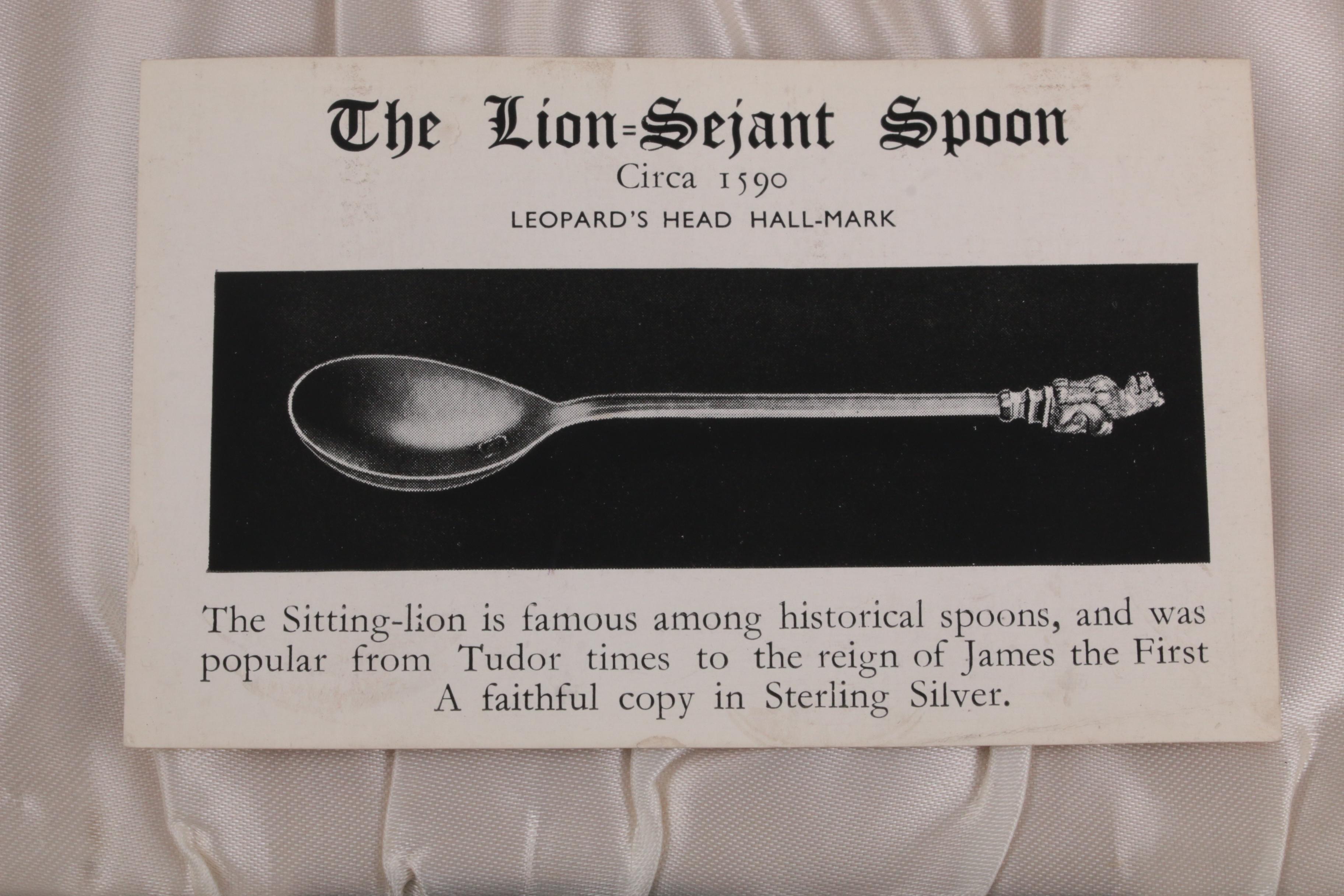 William Suckling Ltd. "Lion-Sejant" English Sterling Silver Spoon Set, 1958