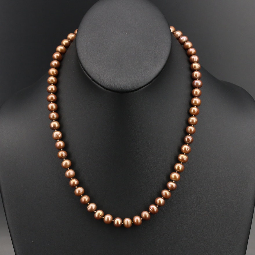 Semi-Baroque Pearl Necklace with 14K Clasp