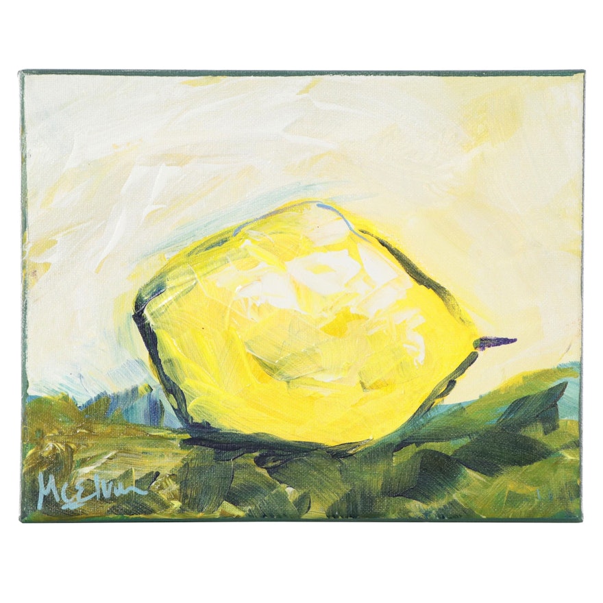 Claire McElveen Oil Painting "Lemon Abstract," 2021