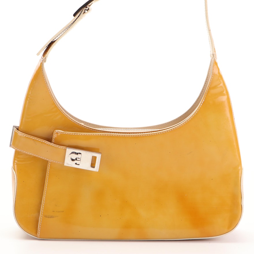 Salvatore Ferragamo Shoulder Bag in Gold Patent Leather