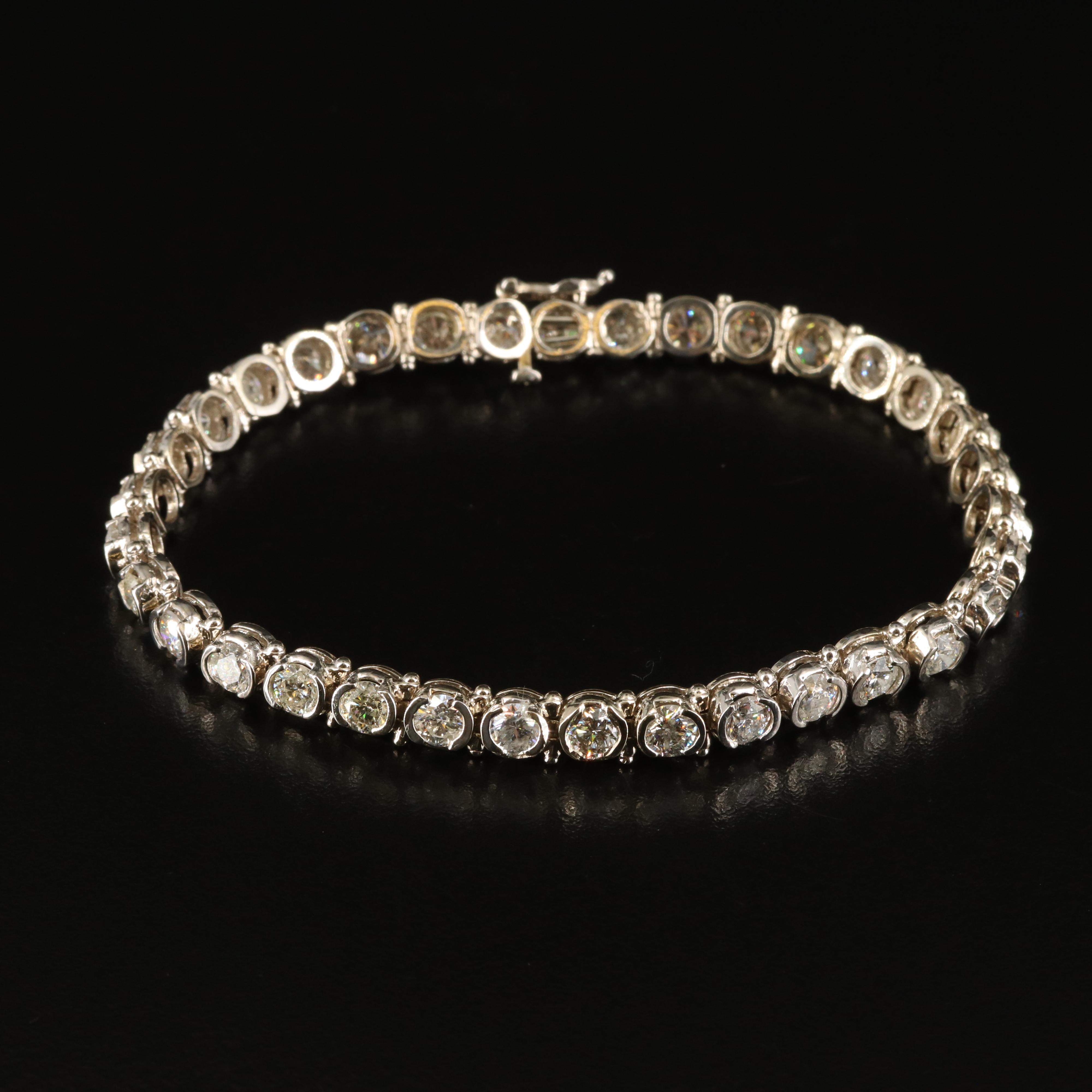 14K 9.06 CTW Diamond Half Bezel Bracelet