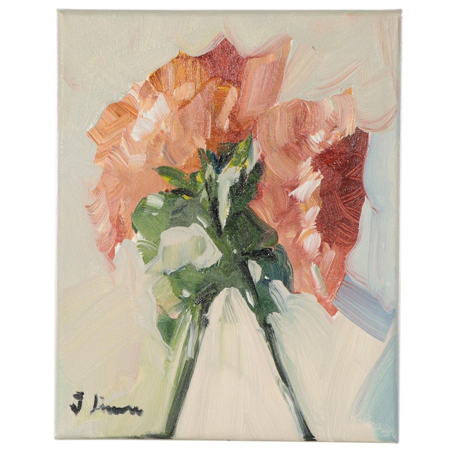 José M. Lima Floral Still Life Oil Painting, 2021