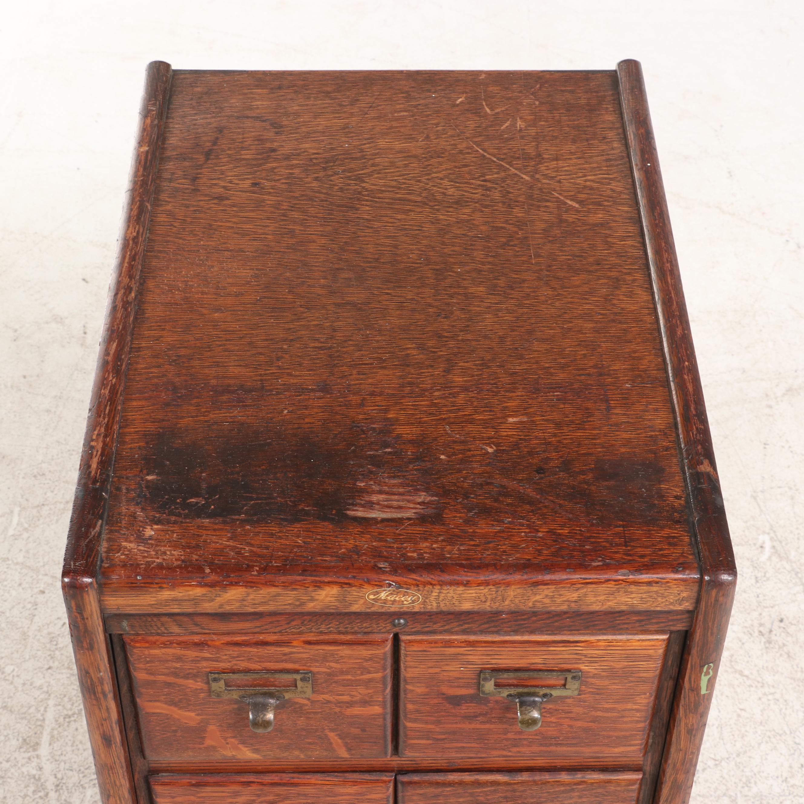 Macey Quartersawn Oak Five-Drawer File Cabinet, Early 20th Century