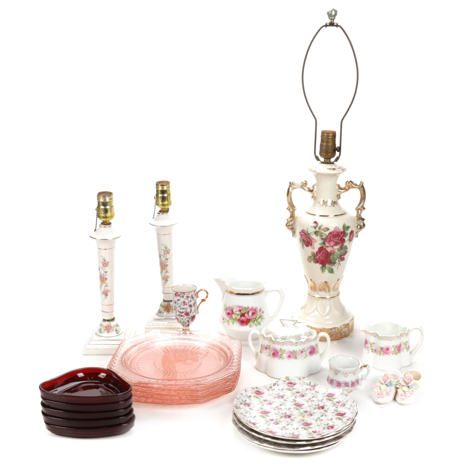 Lefton China, Anchor Hocking Glass, Scherzer Porcelain Tableware, Lamps, More