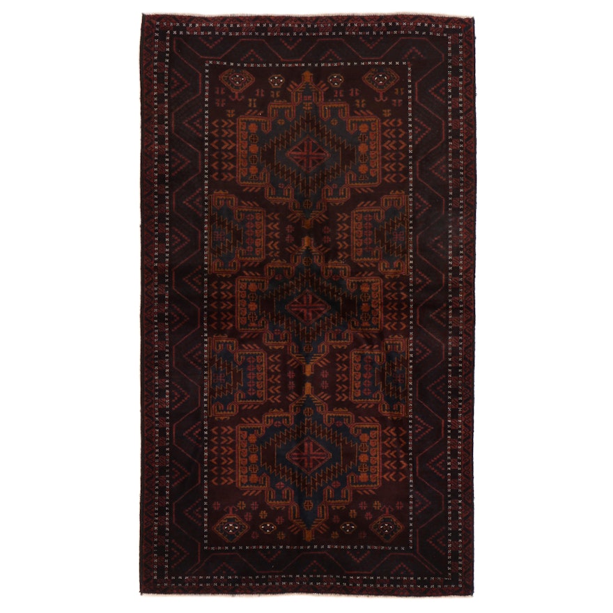 3'11 x 6'10 Hand-Knotted Afghan Baluch Area Rug