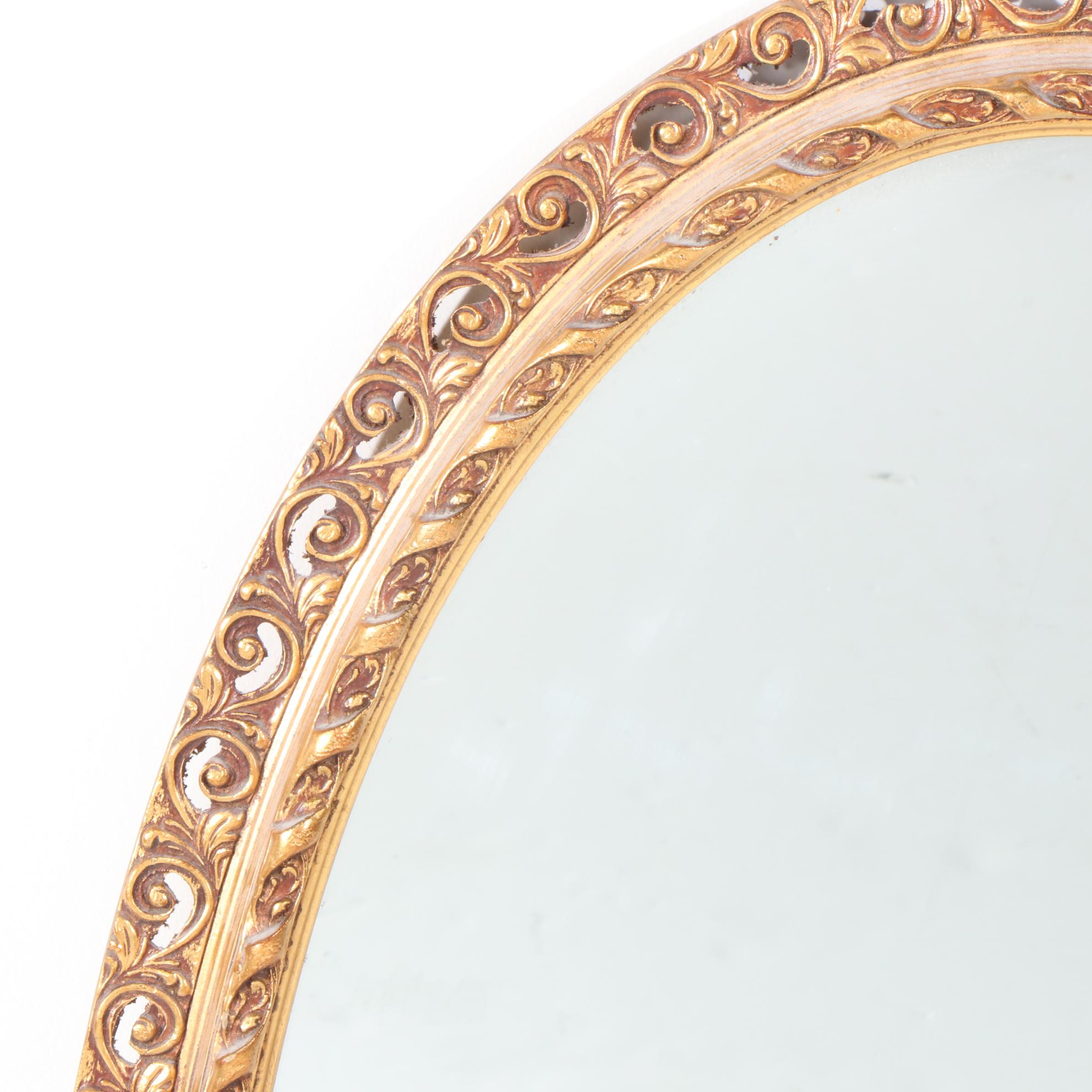 J.A. Olson Permaflect Giltwood Composite Oval Wall Mirror, Mid to Late