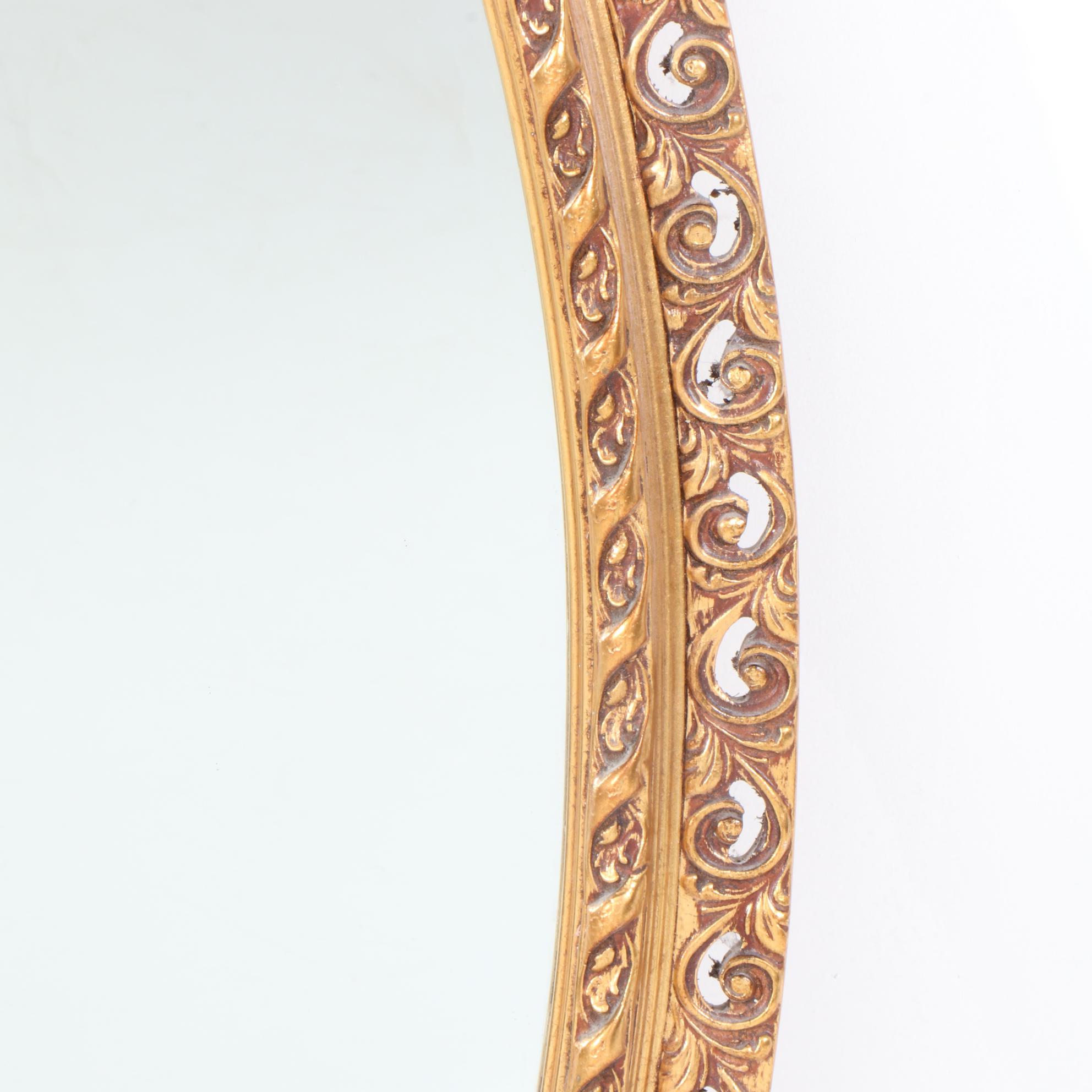 J.A. Olson Permaflect Giltwood Composite Oval Wall Mirror, Mid to Late