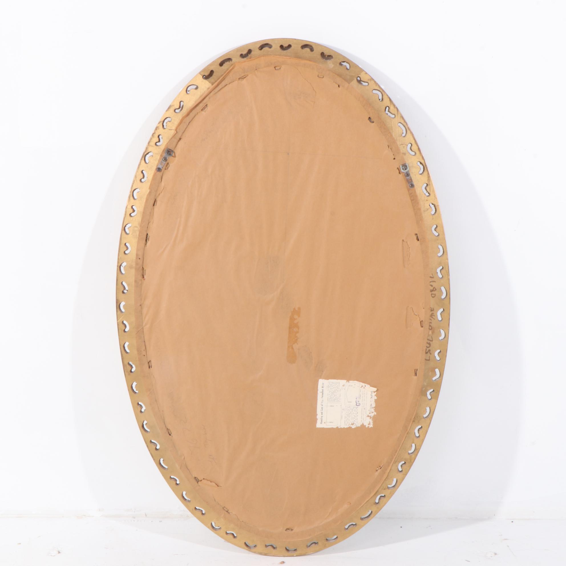 J.A. Olson Permaflect Giltwood Composite Oval Wall Mirror, Mid to Late