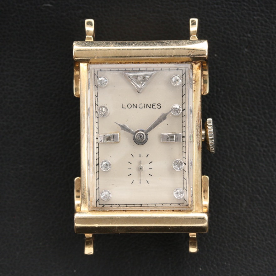 14K Longines Diamond Dial Wristwatch