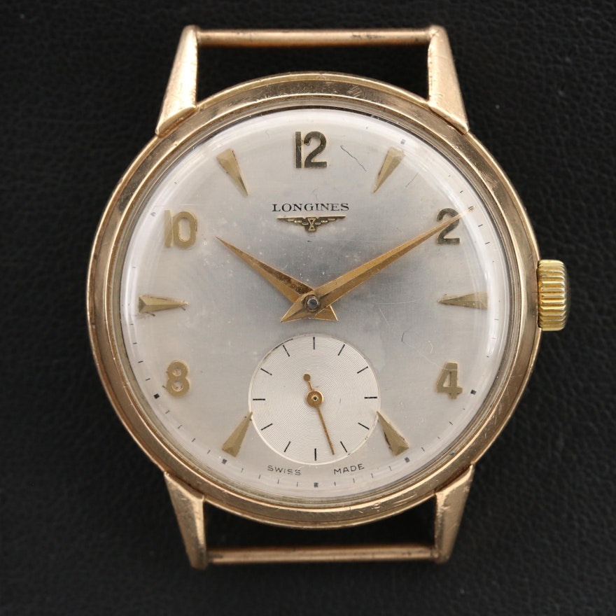 9K Longines Stem Wind Wristwatch, Circa 1953