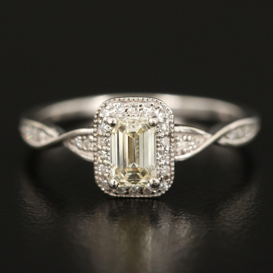 14K Diamond Ring with Twisted Shoulders