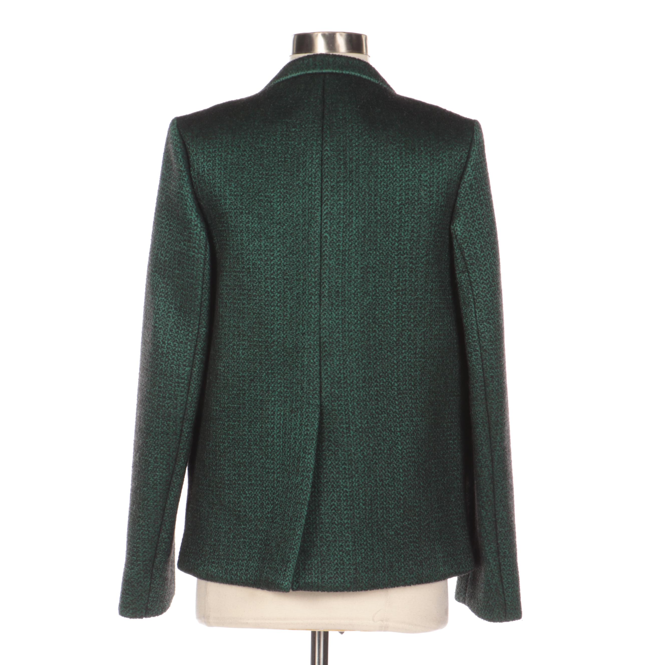 Prada Green and Black Wool Double-Breasted Jacket