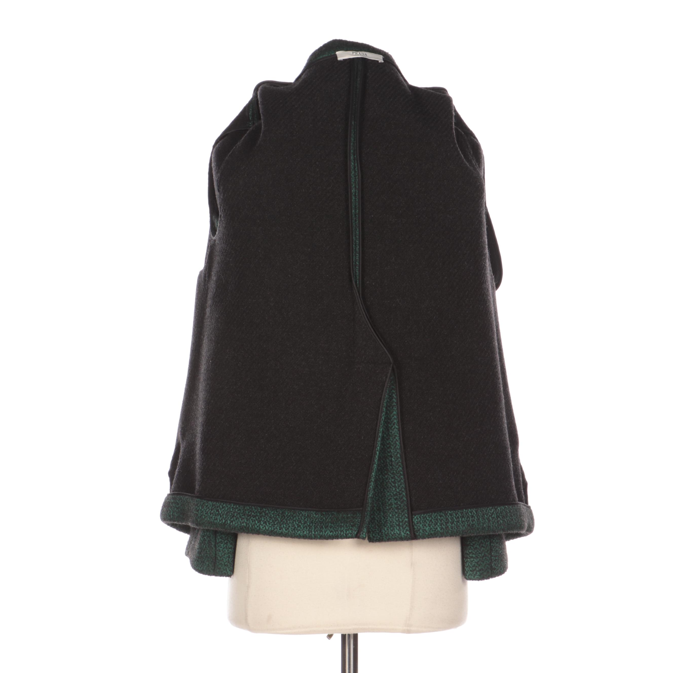 Prada Green and Black Wool Double-Breasted Jacket