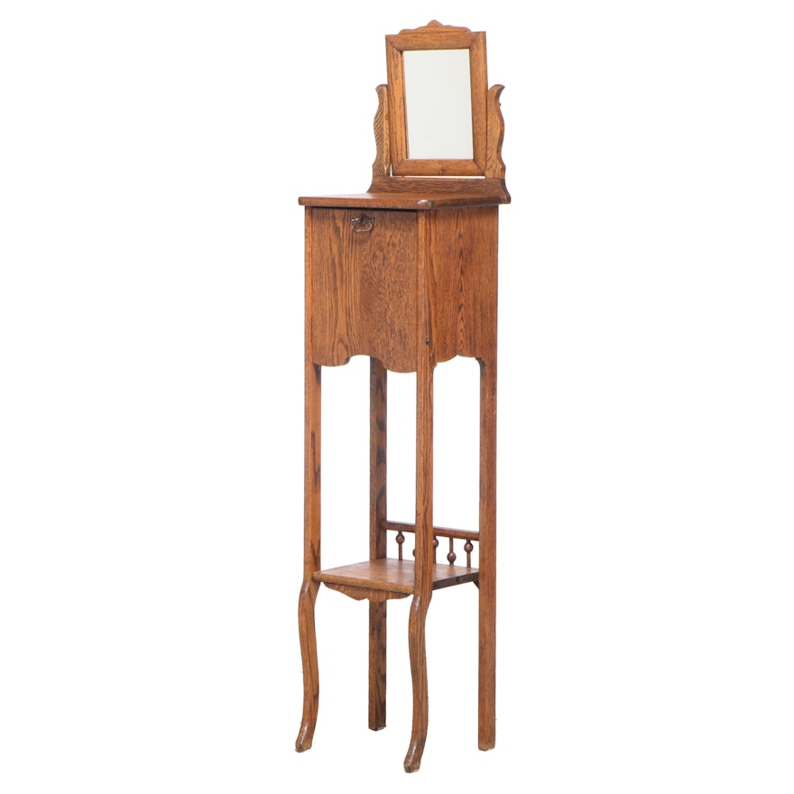 Late Victorian Oak Fall-Front Shaving Stand, circa 1900