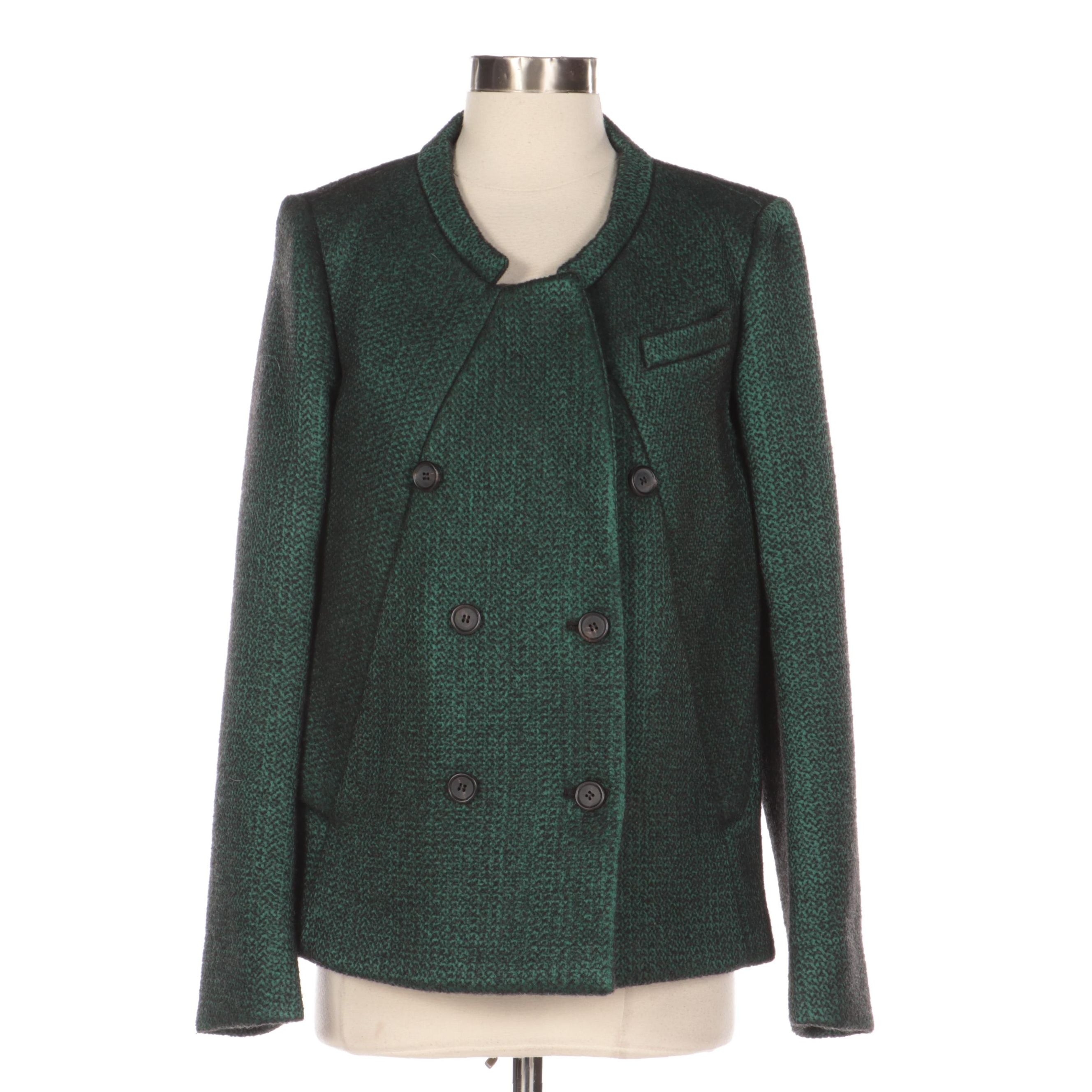 Prada Green and Black Wool Double-Breasted Jacket