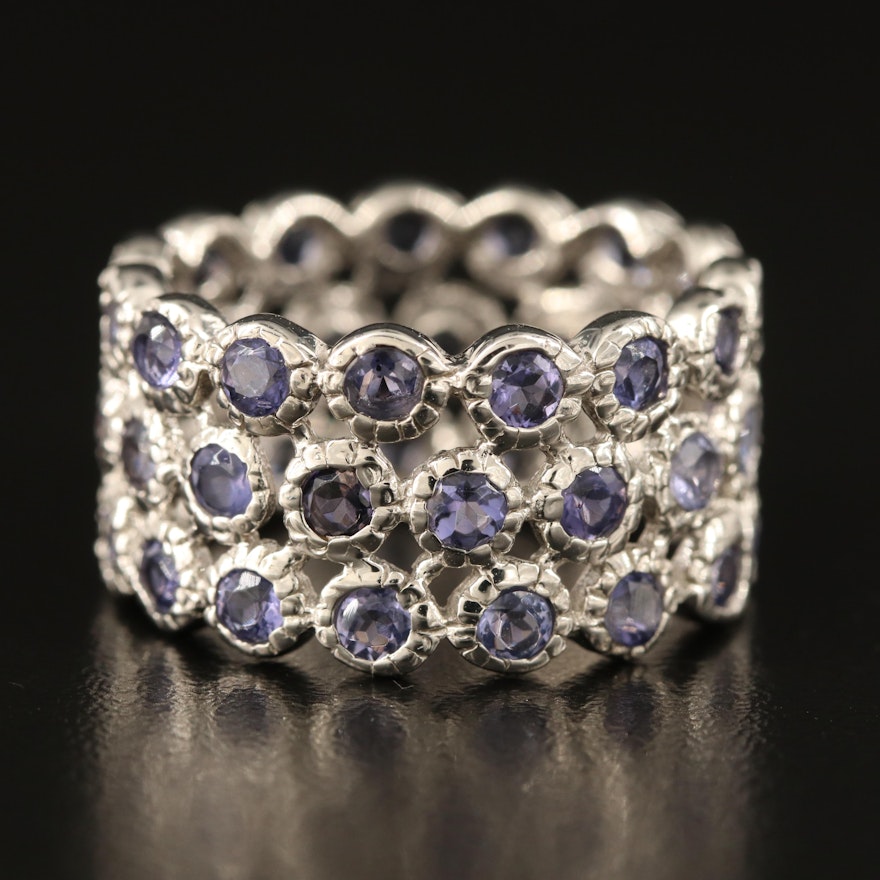 Sterling Iolite Multi-Row Eternity Band