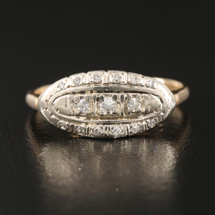 1930s Danish Richard Oxholm Rasch 14K Illusion Set Diamond Ring