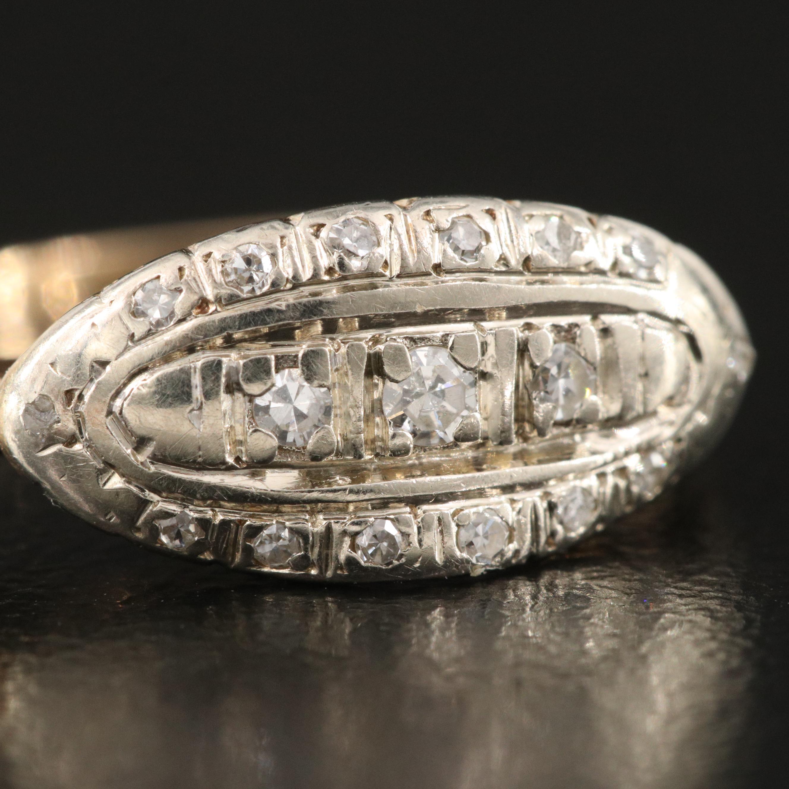 1930s Danish Richard Oxholm Rasch 14K Illusion Set Diamond Ring