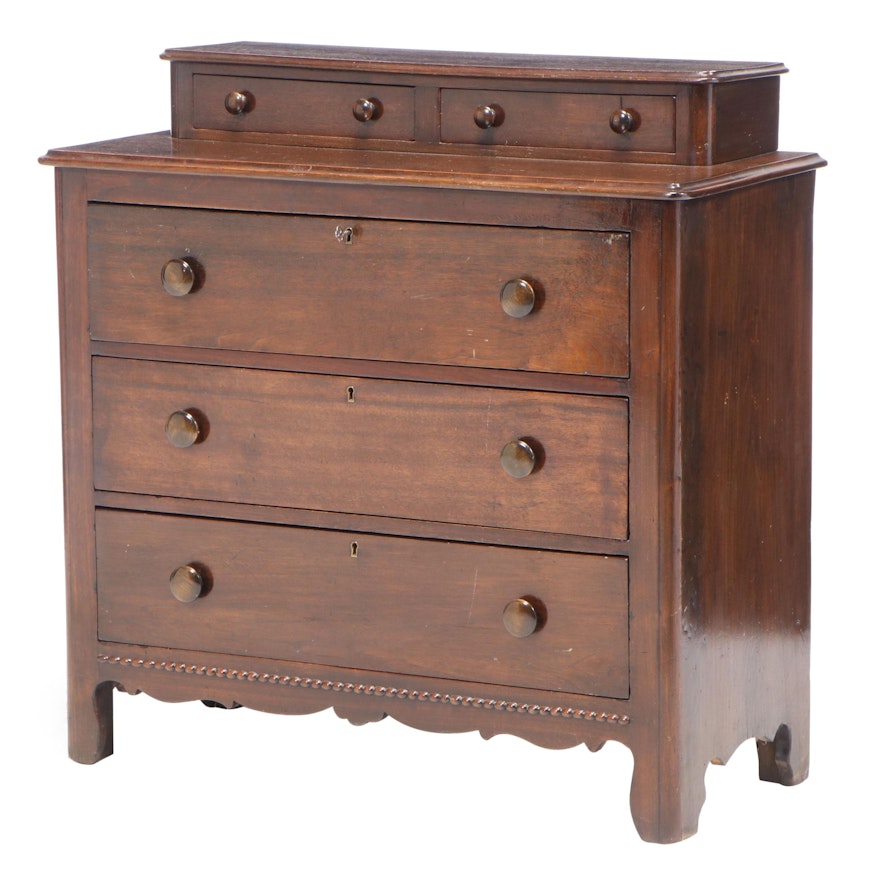 Victorian Walnut and Poplar Five-Drawer Decktop Chest, Mid to Late 19th Century