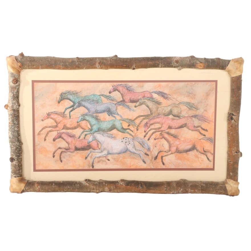 Giclée After Crystal Carol "Spirit Horse and Rainbow Herd," 21st Century