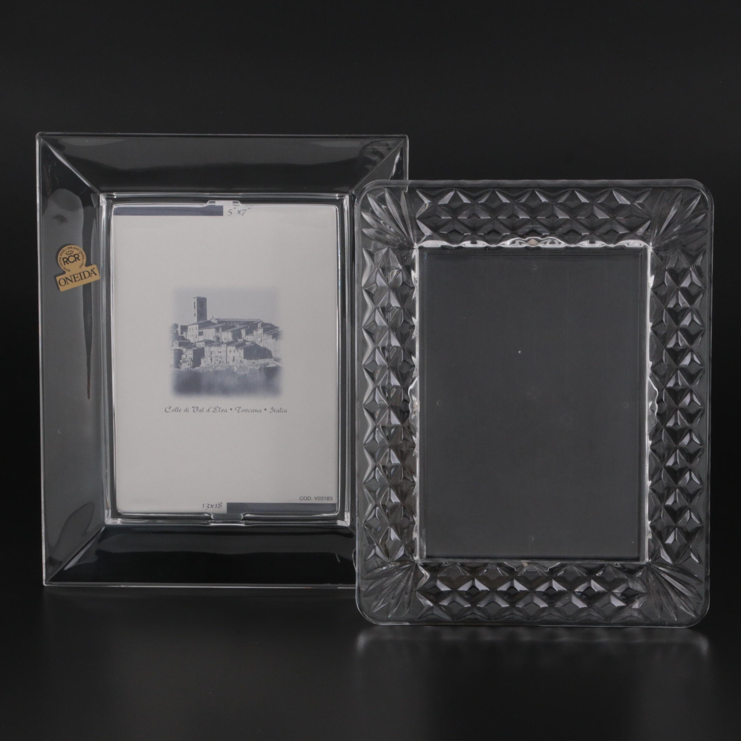 Waterford Crystal "Lismore" Picture Frame with Oneida "Quadro" Crystal Frame