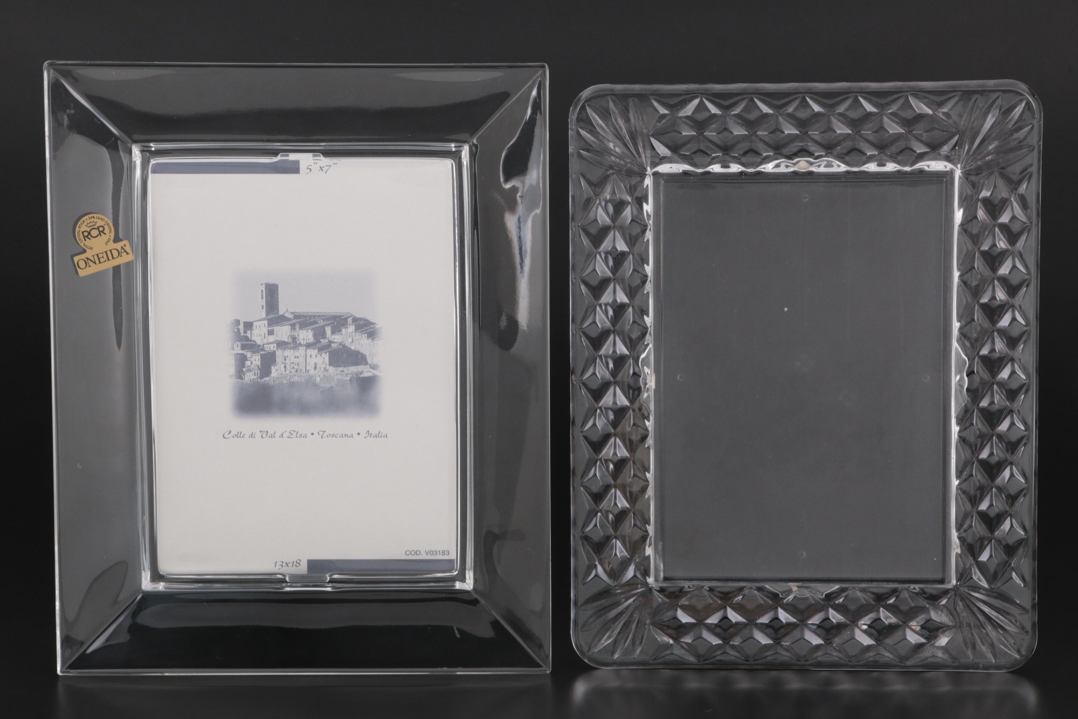 Waterford Crystal "Lismore" Picture Frame with Oneida "Quadro" Crystal Frame