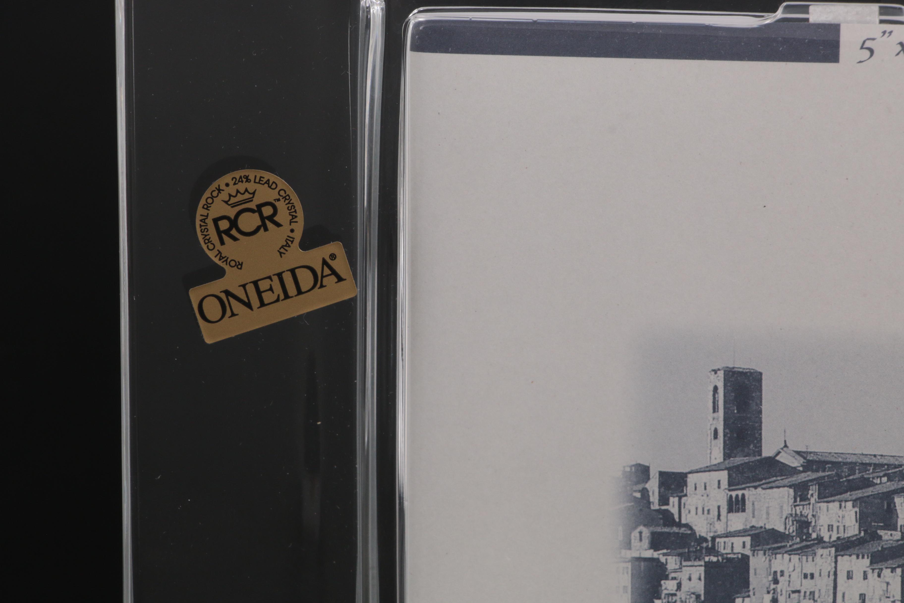 Waterford Crystal "Lismore" Picture Frame with Oneida "Quadro" Crystal Frame