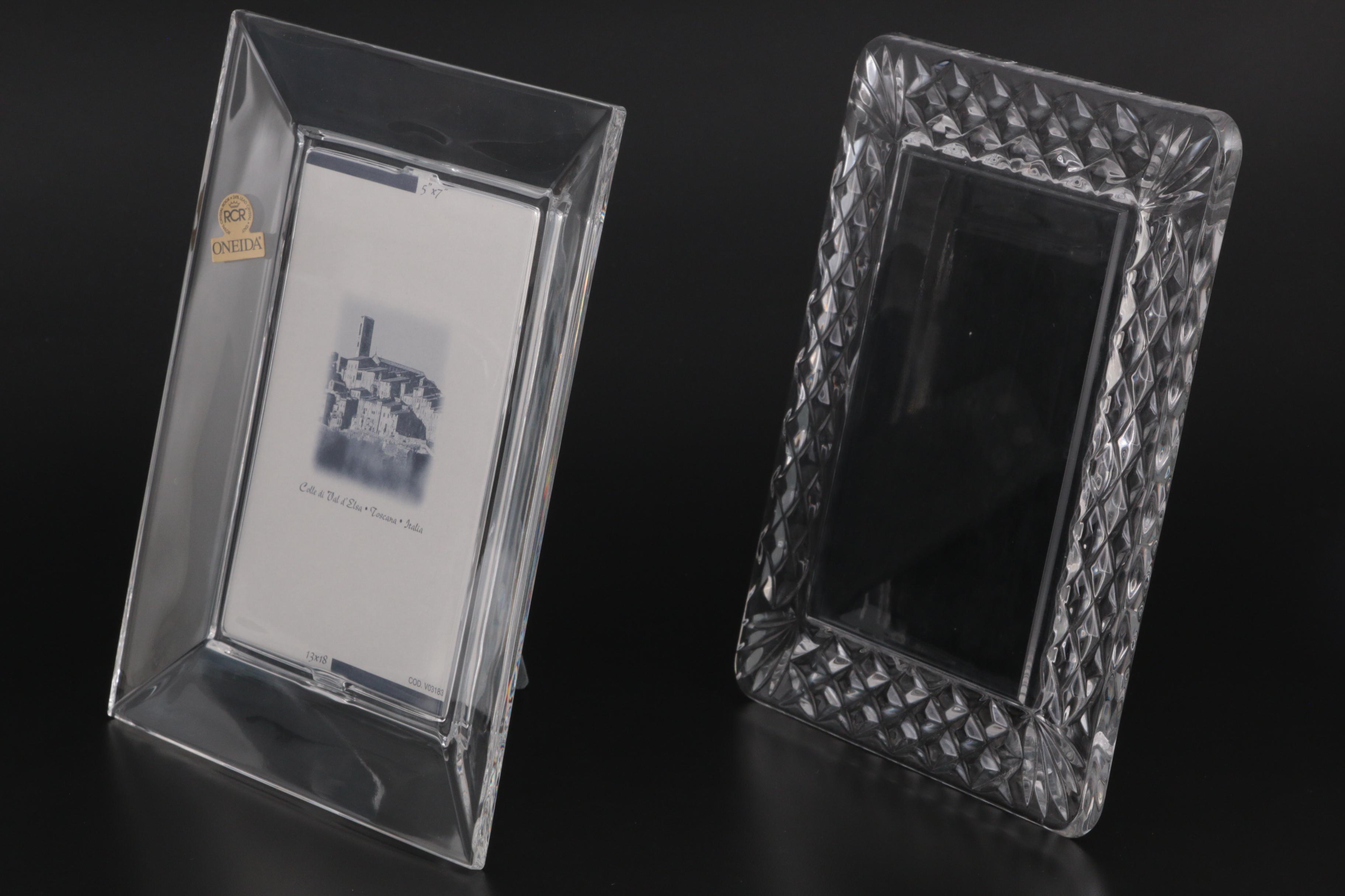 Waterford Crystal "Lismore" Picture Frame with Oneida "Quadro" Crystal Frame