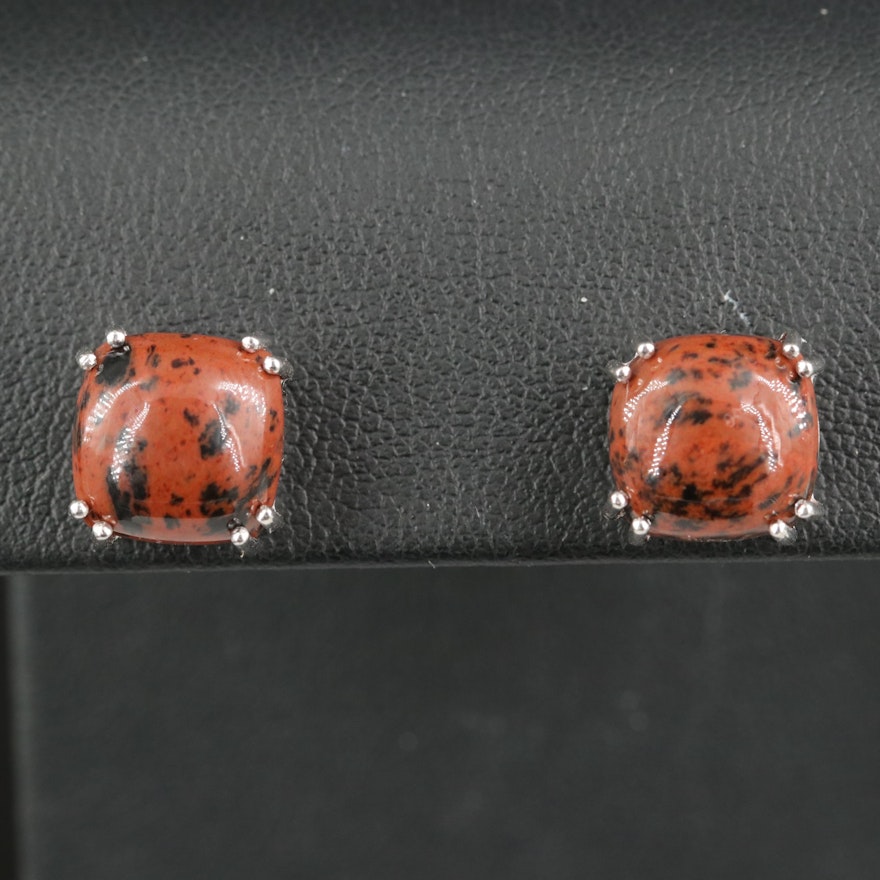 Sterling Mahogany Obsidian Stud Earrings