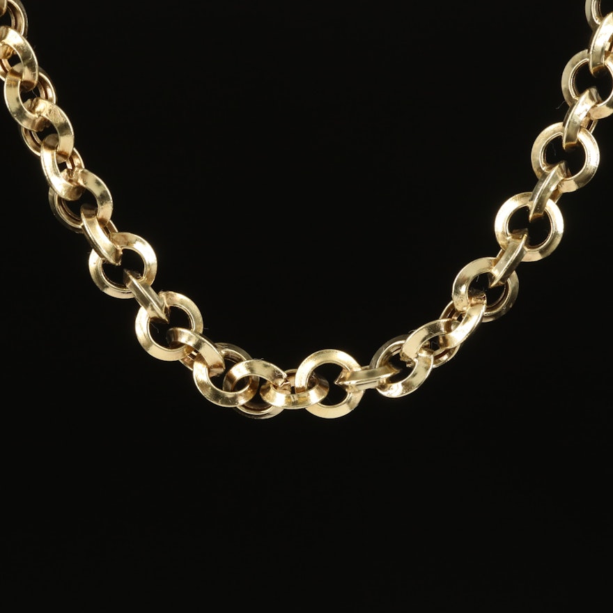 14K Knife Edge Rolo Chain Necklace