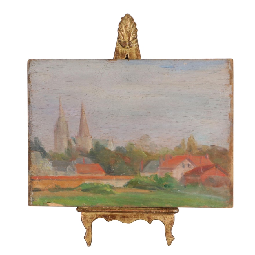 Double-Sided Landscape Oil Painting With Easel