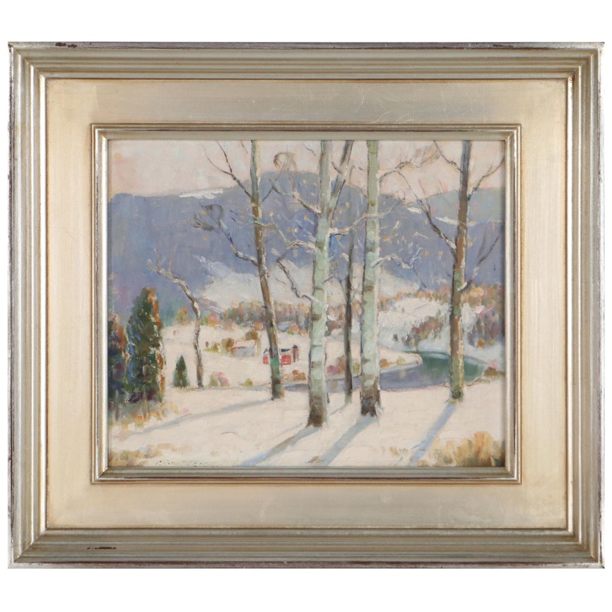 Arthur James Emery Powell Winter Landscape Oil Painting, Early-Mid 20th Century