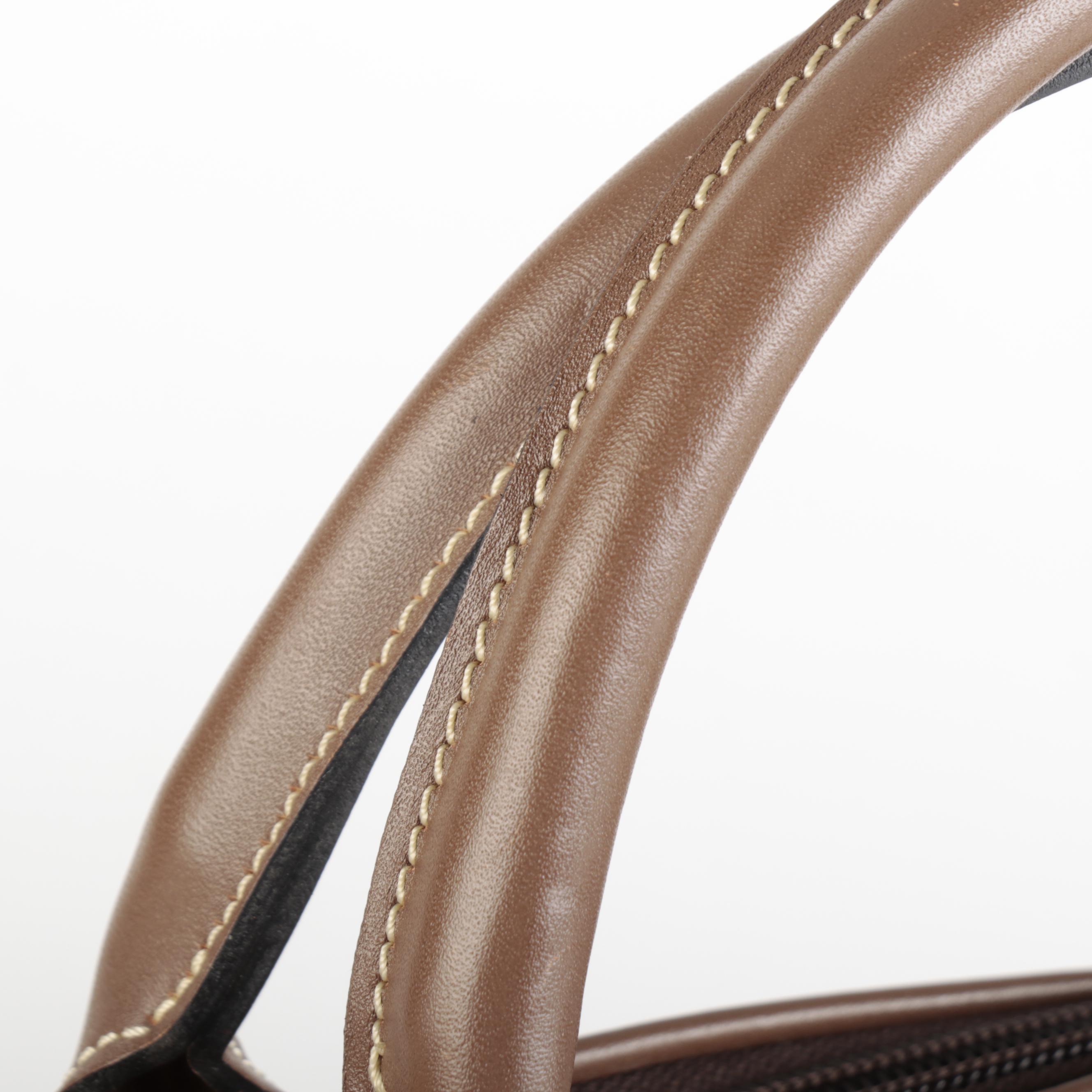 Dunhill Tall Travel Bag in in Herringbone Coated Canvas and Brown Leather