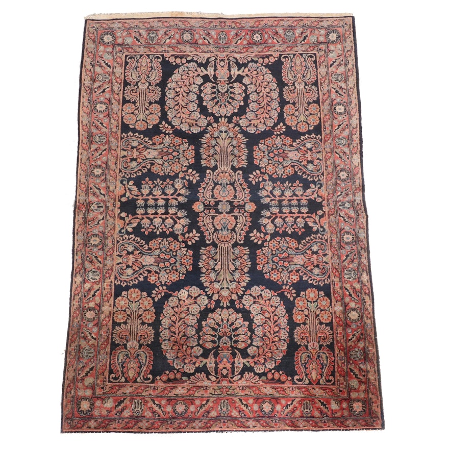 4'4 x 6'10 Hand-Knotted Persian Sarouk Area Rug