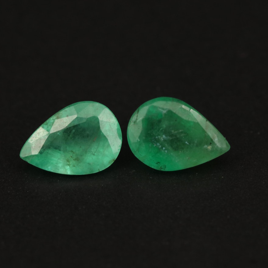 Loose 1.20 CTW Matched Pair of Emeralds