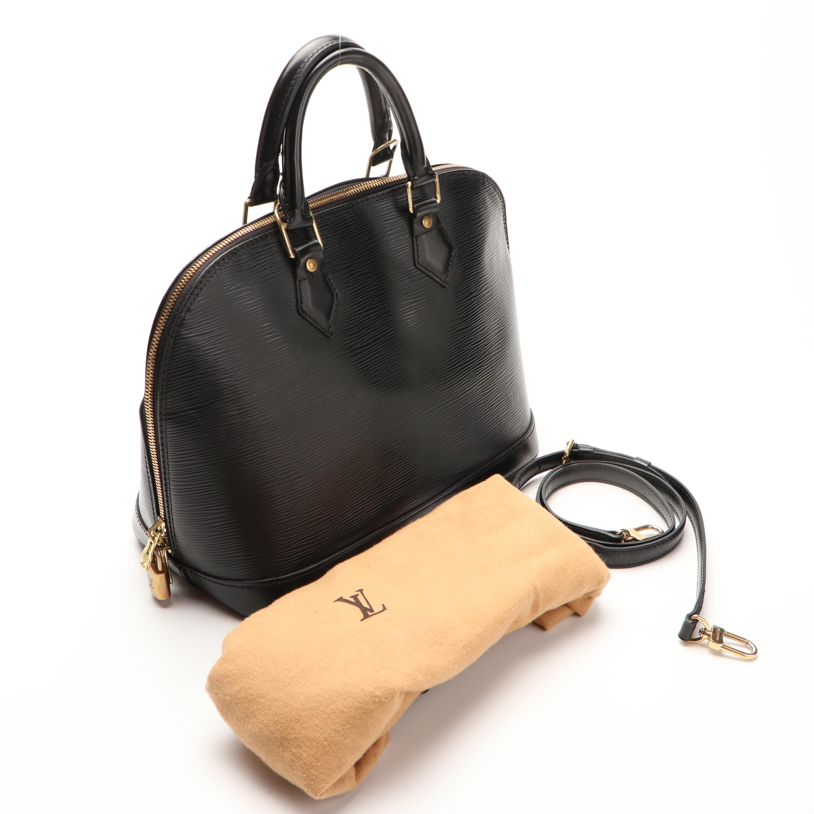 Louis Vuitton Alma PM Satchel in Black Epi and Smooth Leather