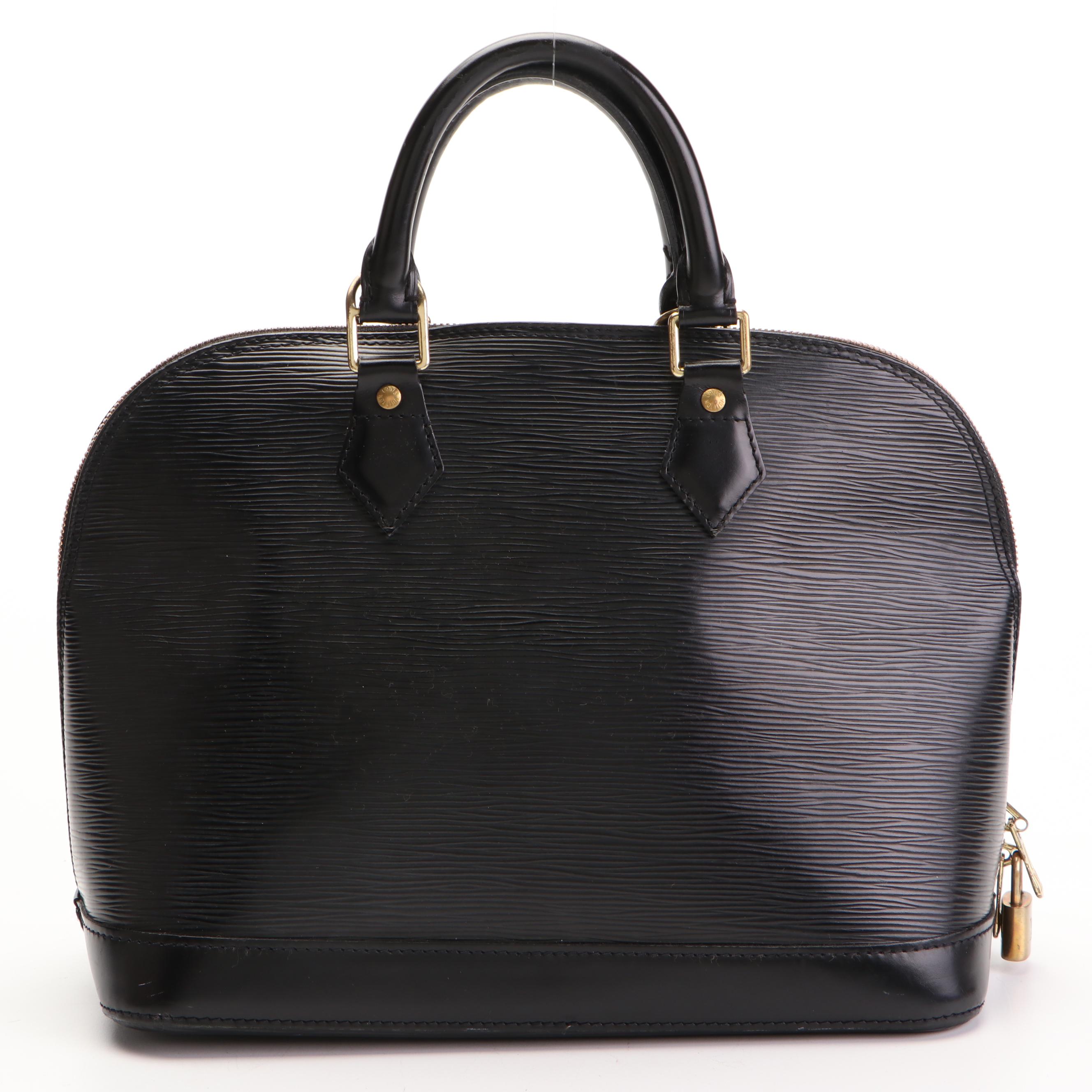 Louis Vuitton Alma PM Satchel in Black Epi and Smooth Leather