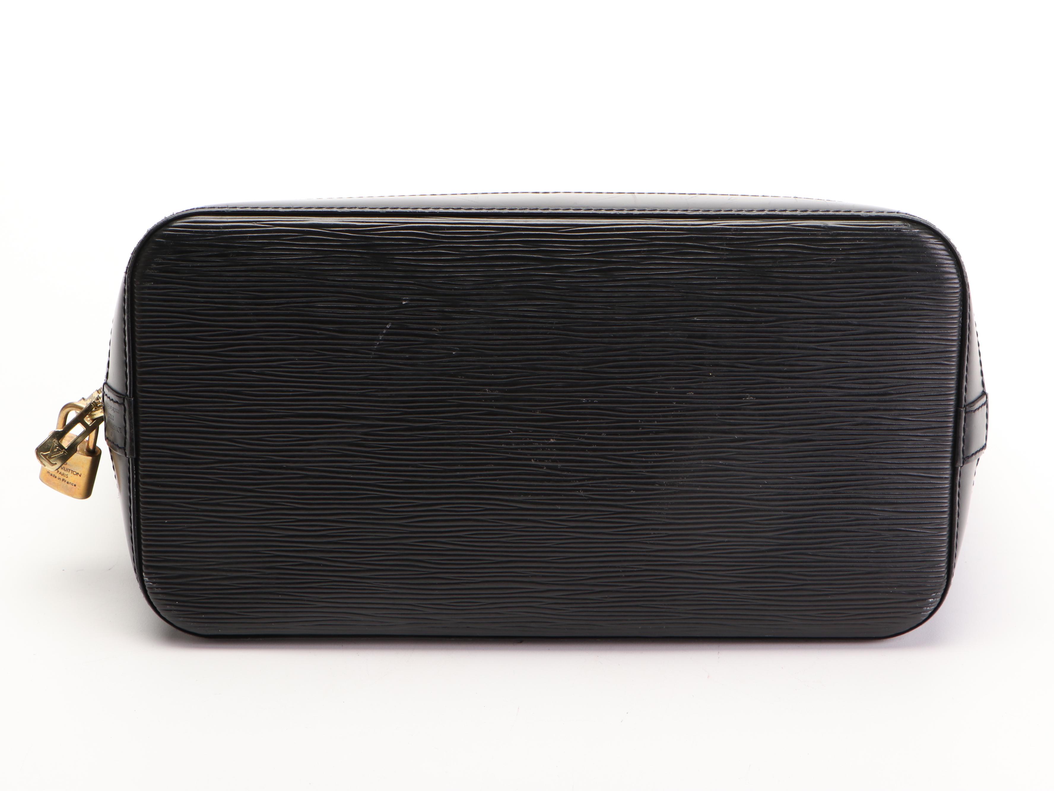 Louis Vuitton Alma PM Satchel in Black Epi and Smooth Leather