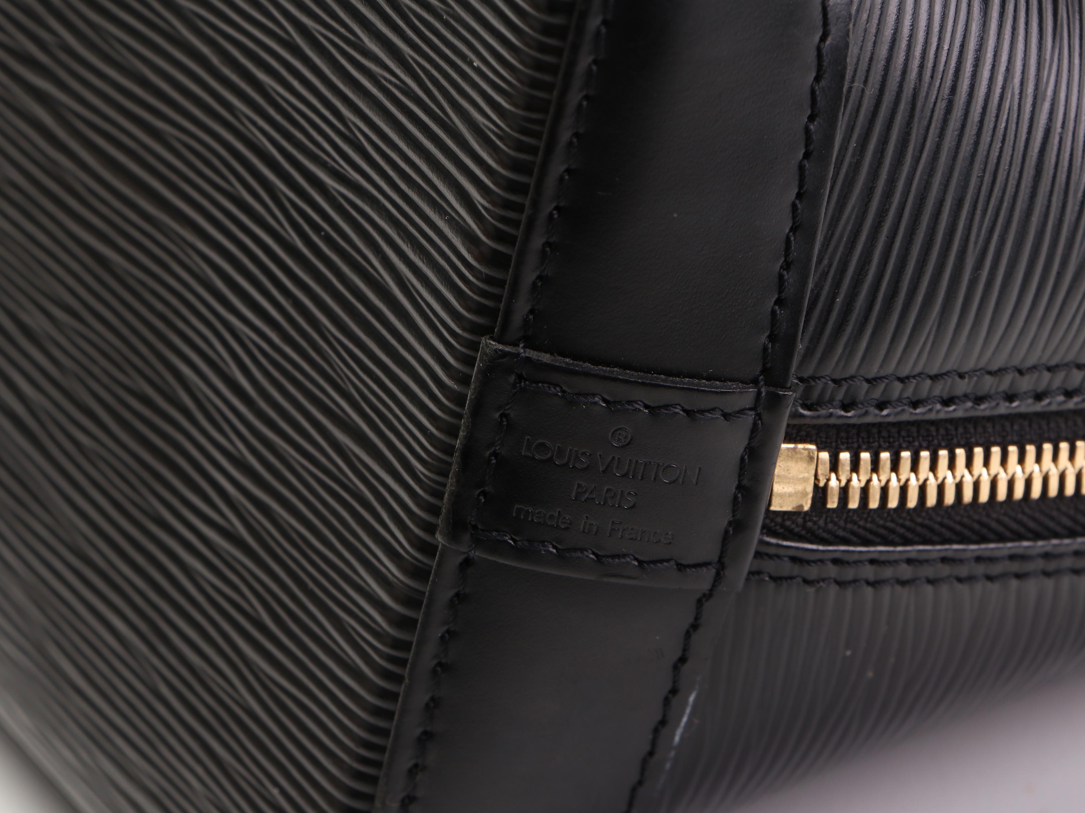 Louis Vuitton Alma PM Satchel in Black Epi and Smooth Leather