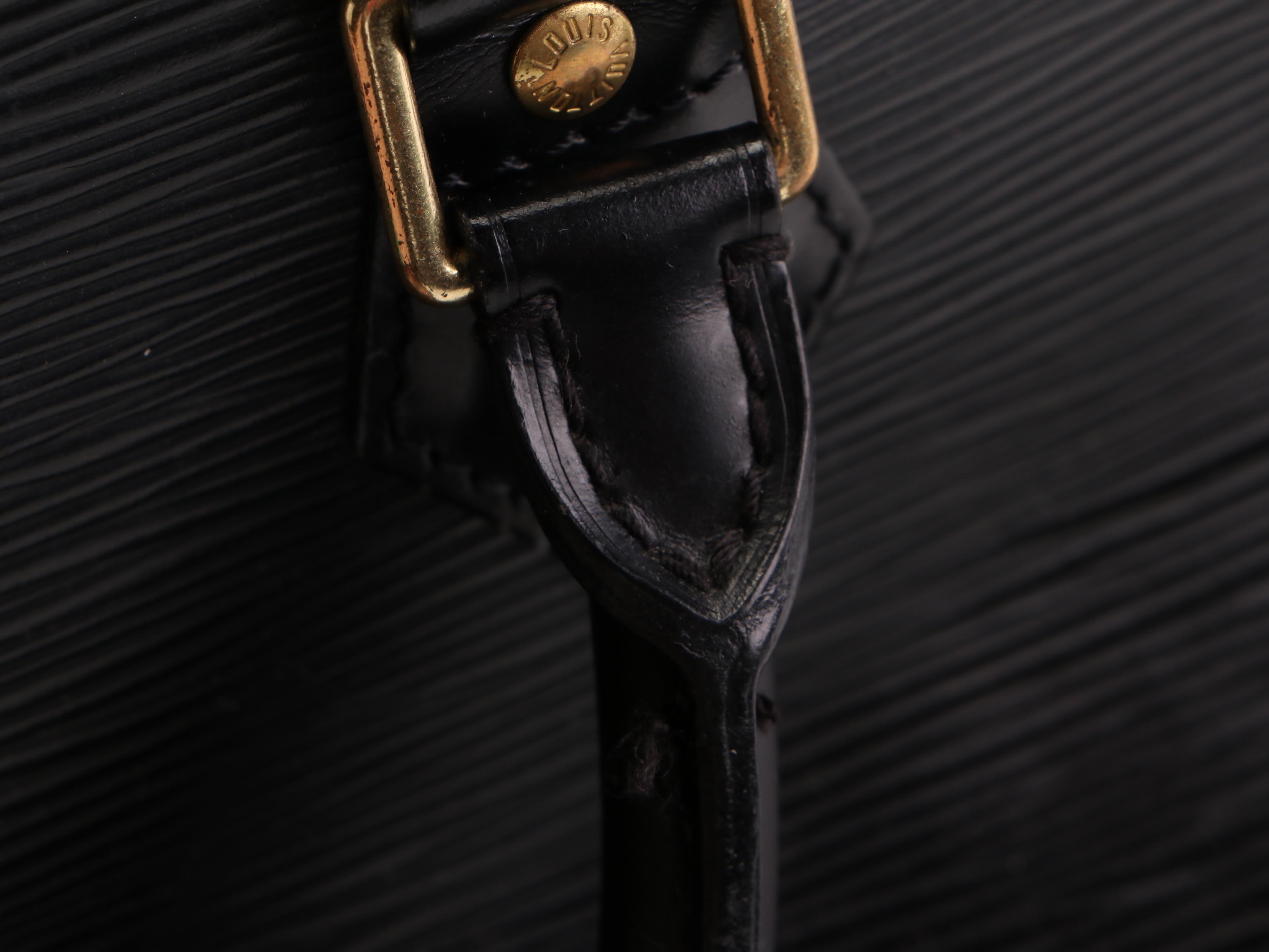 Louis Vuitton Alma PM Satchel in Black Epi and Smooth Leather