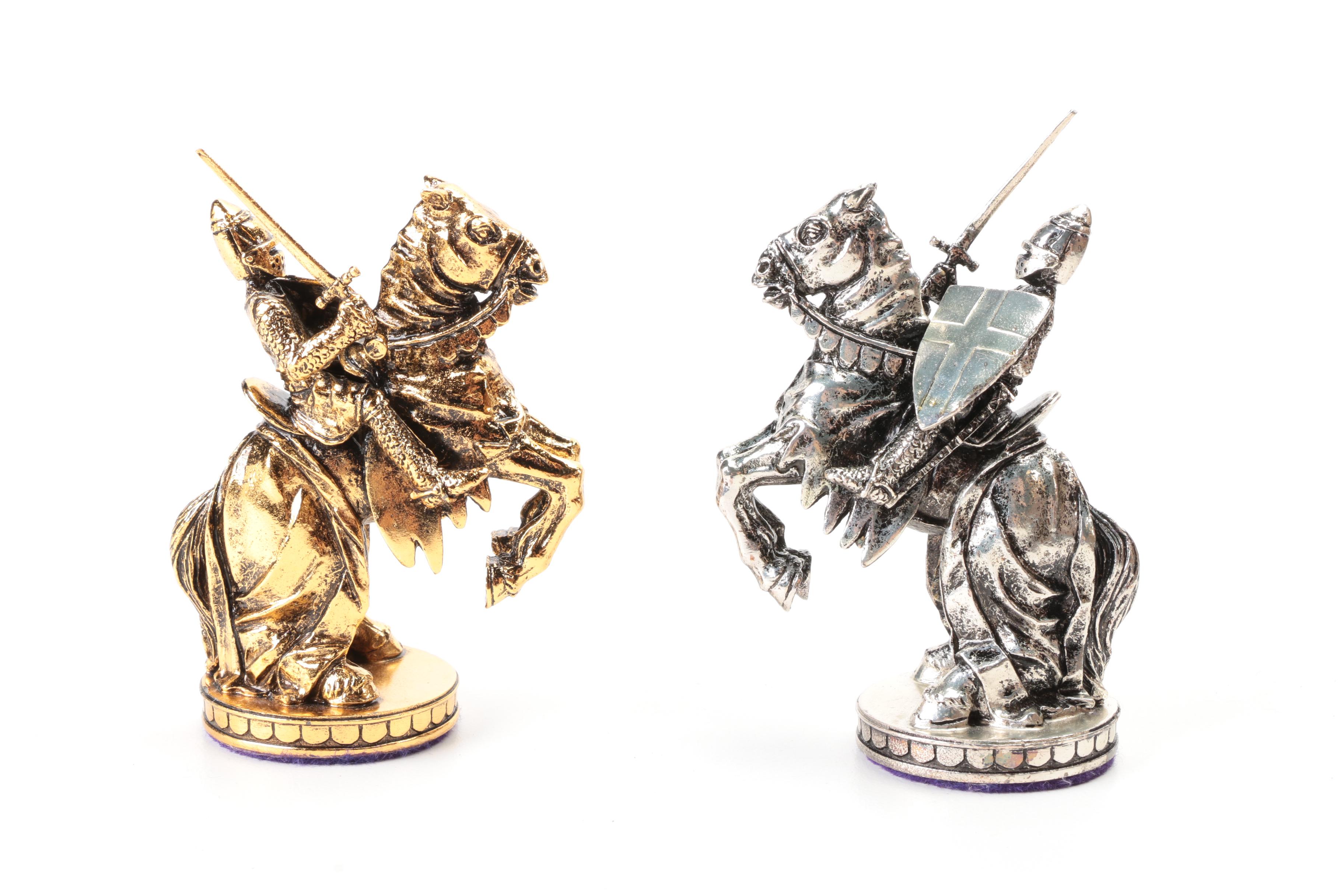 "Tournament At Camelot" Chess Set by Franklin Mint with Pewter Playing Pieces