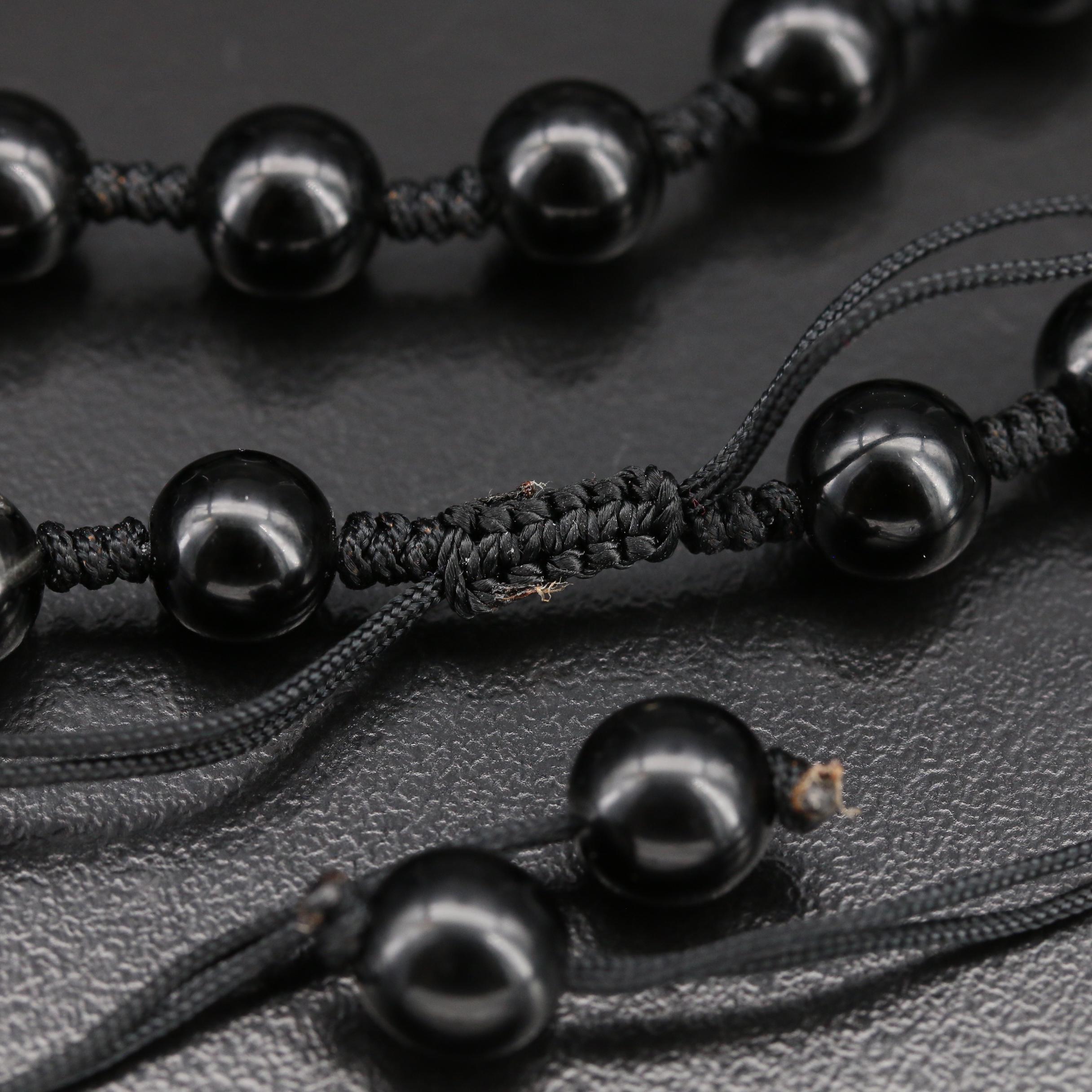 Carved Obsidian Budai Necklace