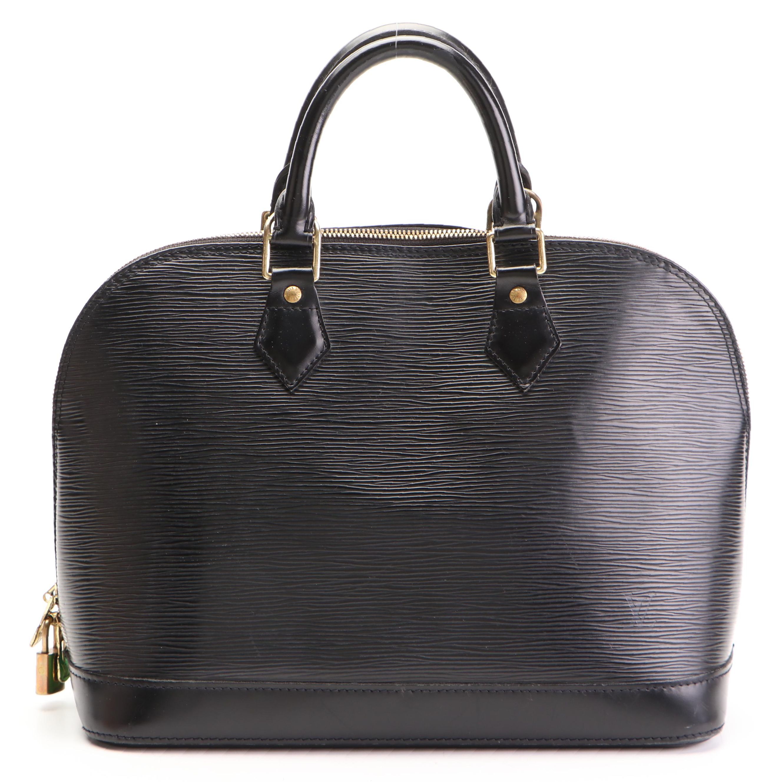 Louis Vuitton Alma PM Satchel in Black Epi and Smooth Leather