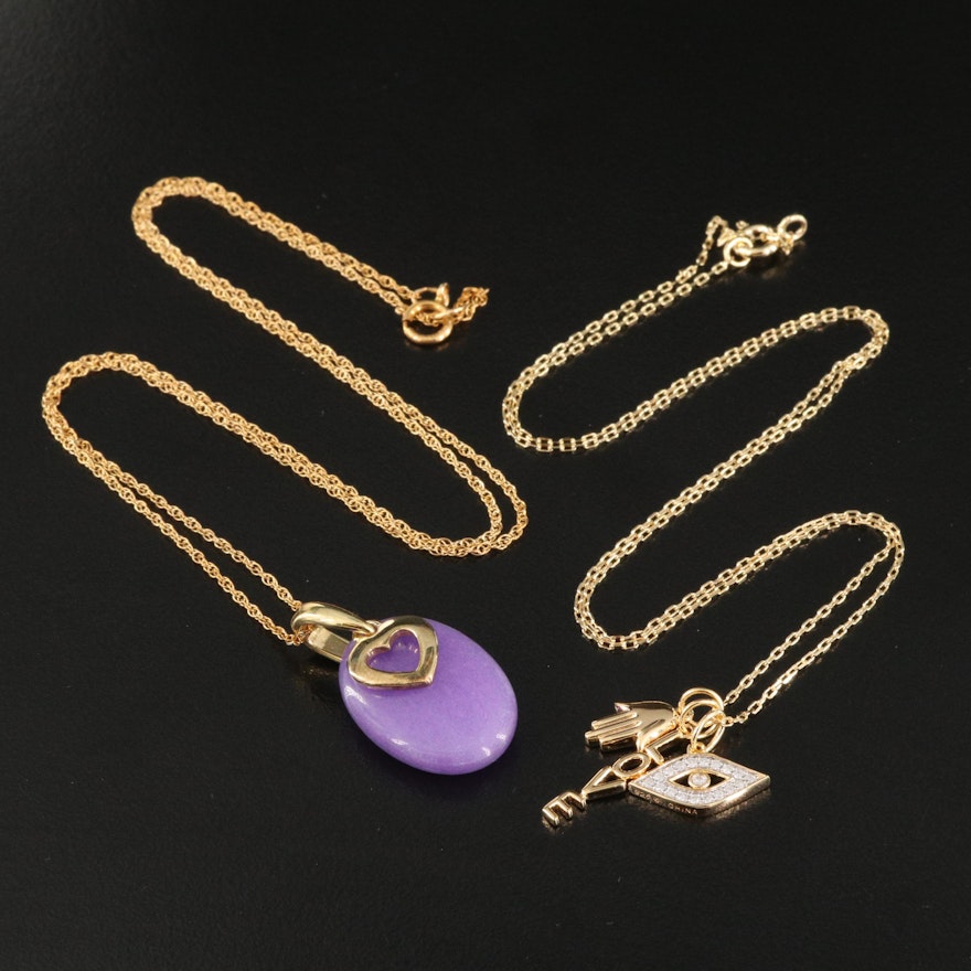 Gold-Filled and Sterling Necklaces with Diamonds and Quartz