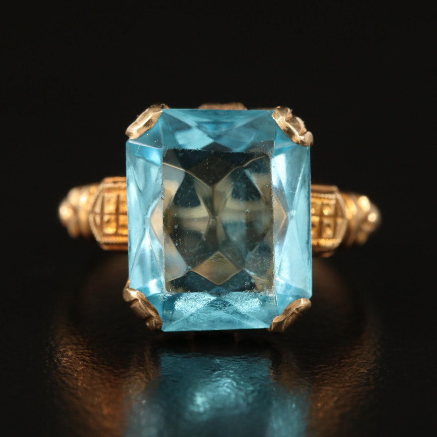 Vintage 10K Glass Statement Ring