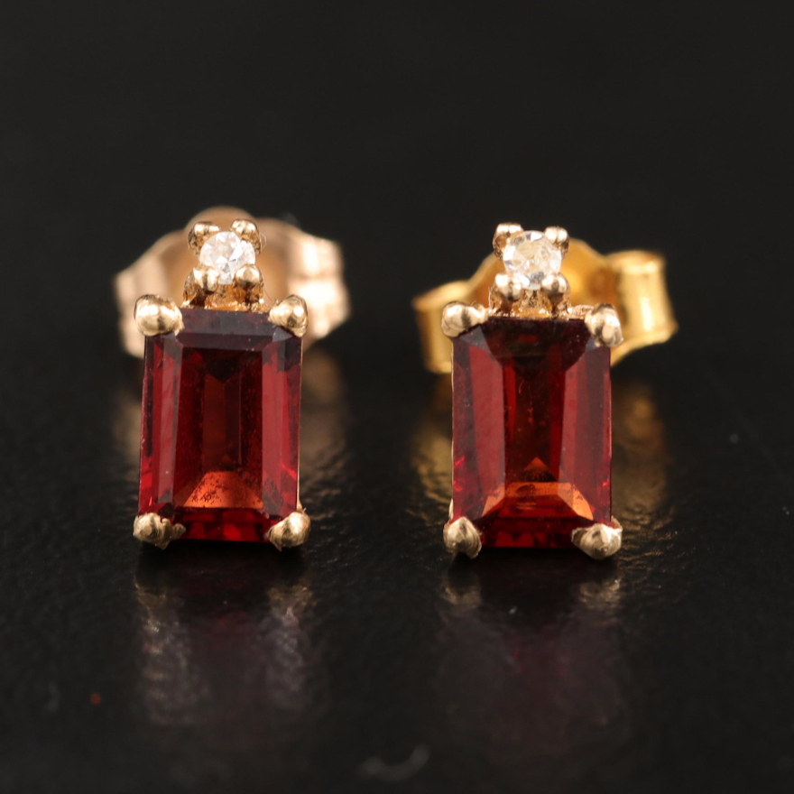 14K Garnet and Diamond Stud Earrings